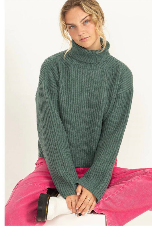 Grey Green Turtleneck Sweater